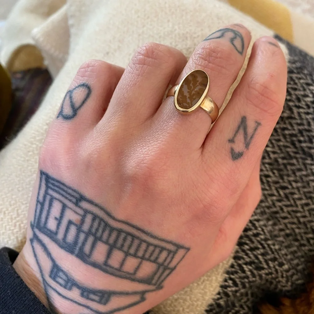 COBRA CULT Custom Dendritic Agate + 14K Gold Ring - Picture 2 of 8